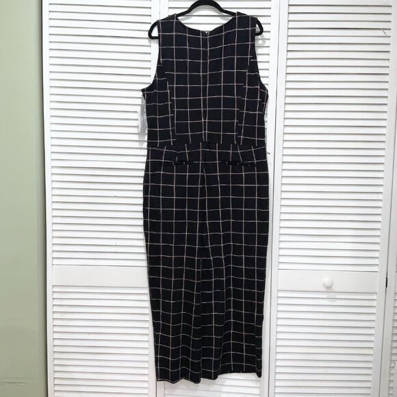 Liz Claiborne Black Plaid Wide Leg Jumpsuit Size 16 - Picture 6 of 9